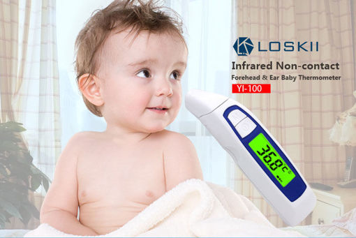 Immagine di Loskii YI-100 Digital Infrared Non-contact Forehead Ear Infant Baby Body Thermometer for Baby Adults