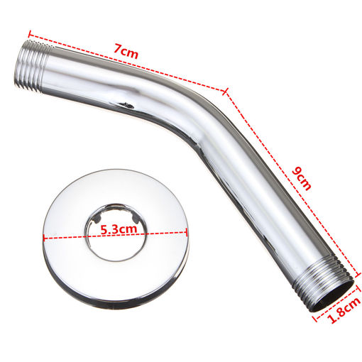 Picture of 6 Inch Wall Mount Chrome Shower Arm Bathroom Shower Extension Head with Flange