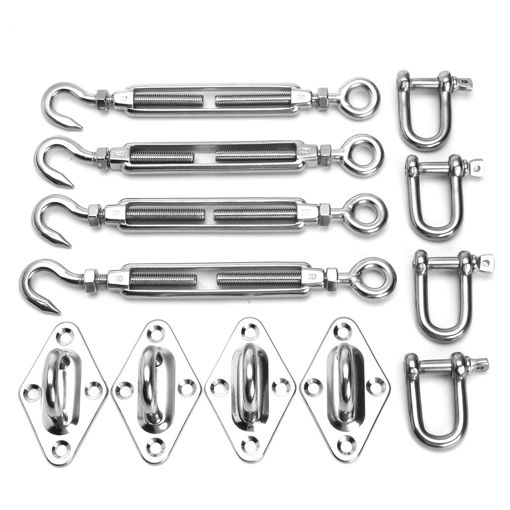 Picture of 12Pcs 12 Inch Square Sun Shade Sail 316 Stainless Steel Hardware Installation Kit